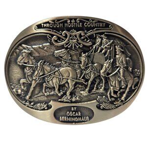 Oscar Berninghaus Through Hostile Country Belt Buckle Cowboy Western Wear